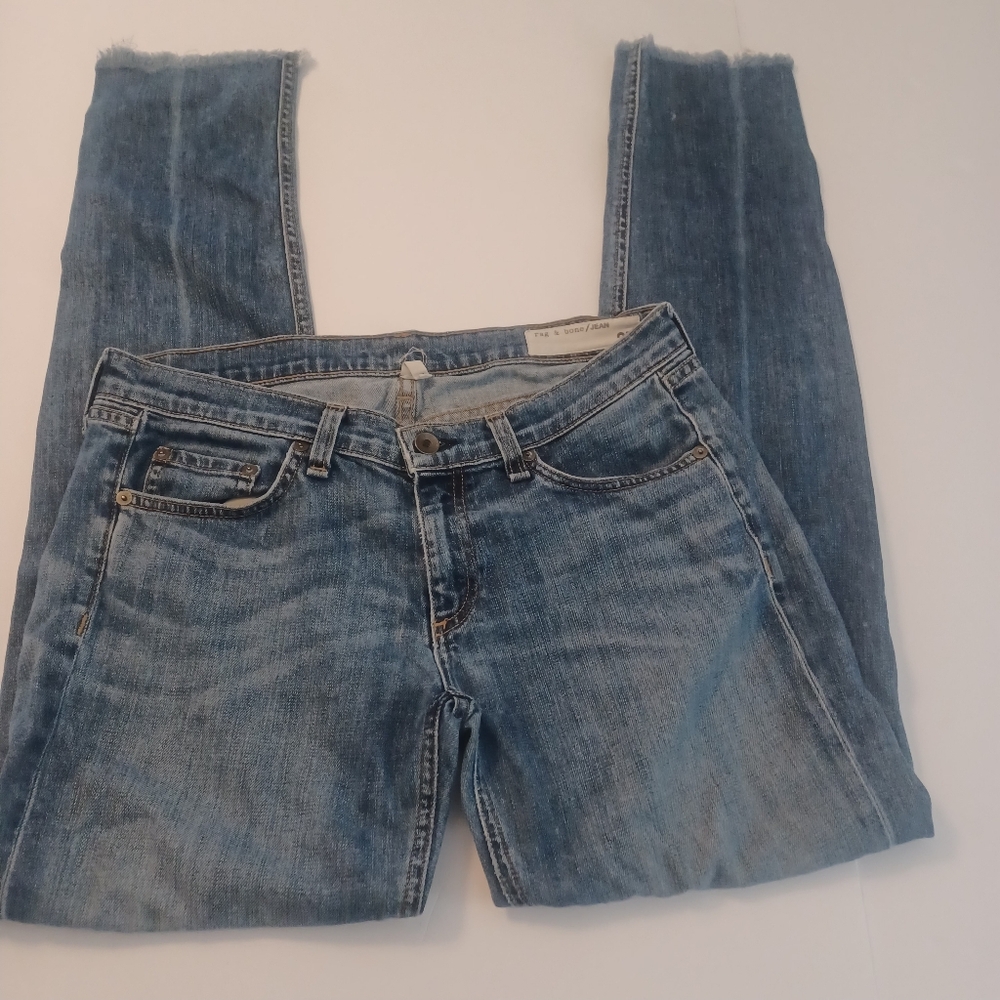 Rag & Bone Dre Raw Edge Skinny Distressed Look Jeans Sz 27